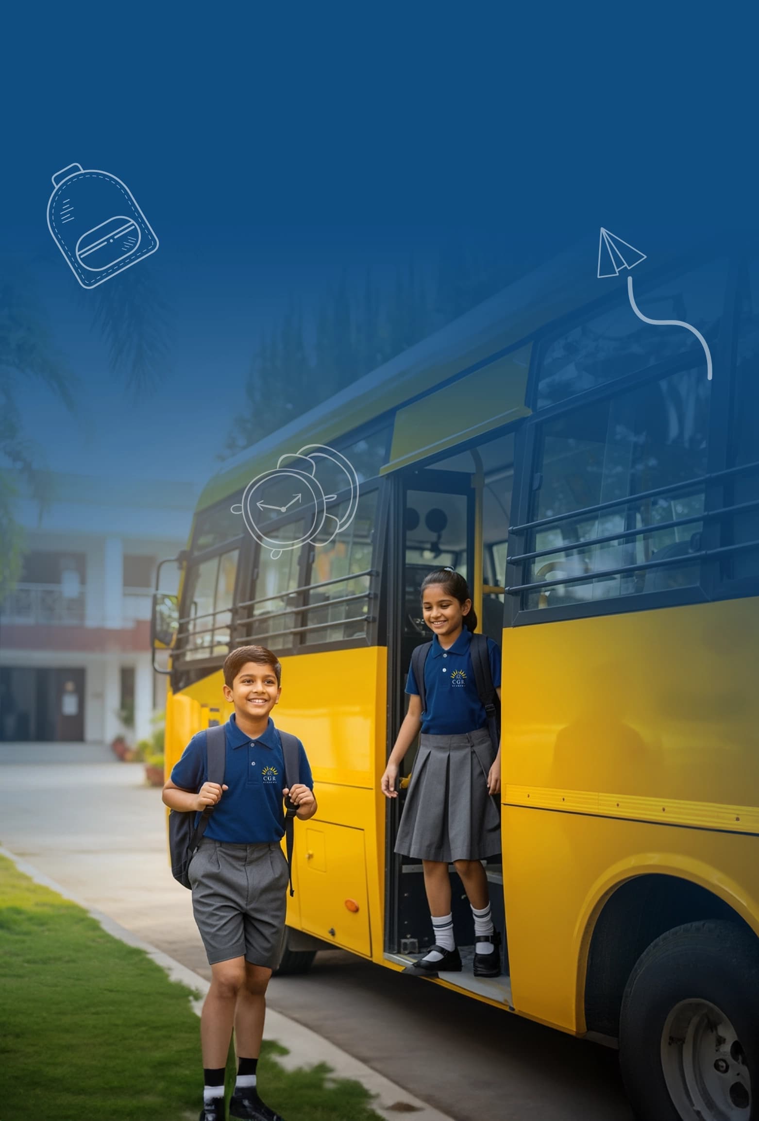 Aerial view of a modern school campus