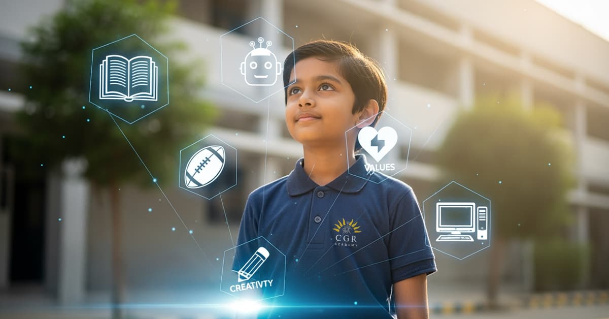 Students learning in a modern classroom