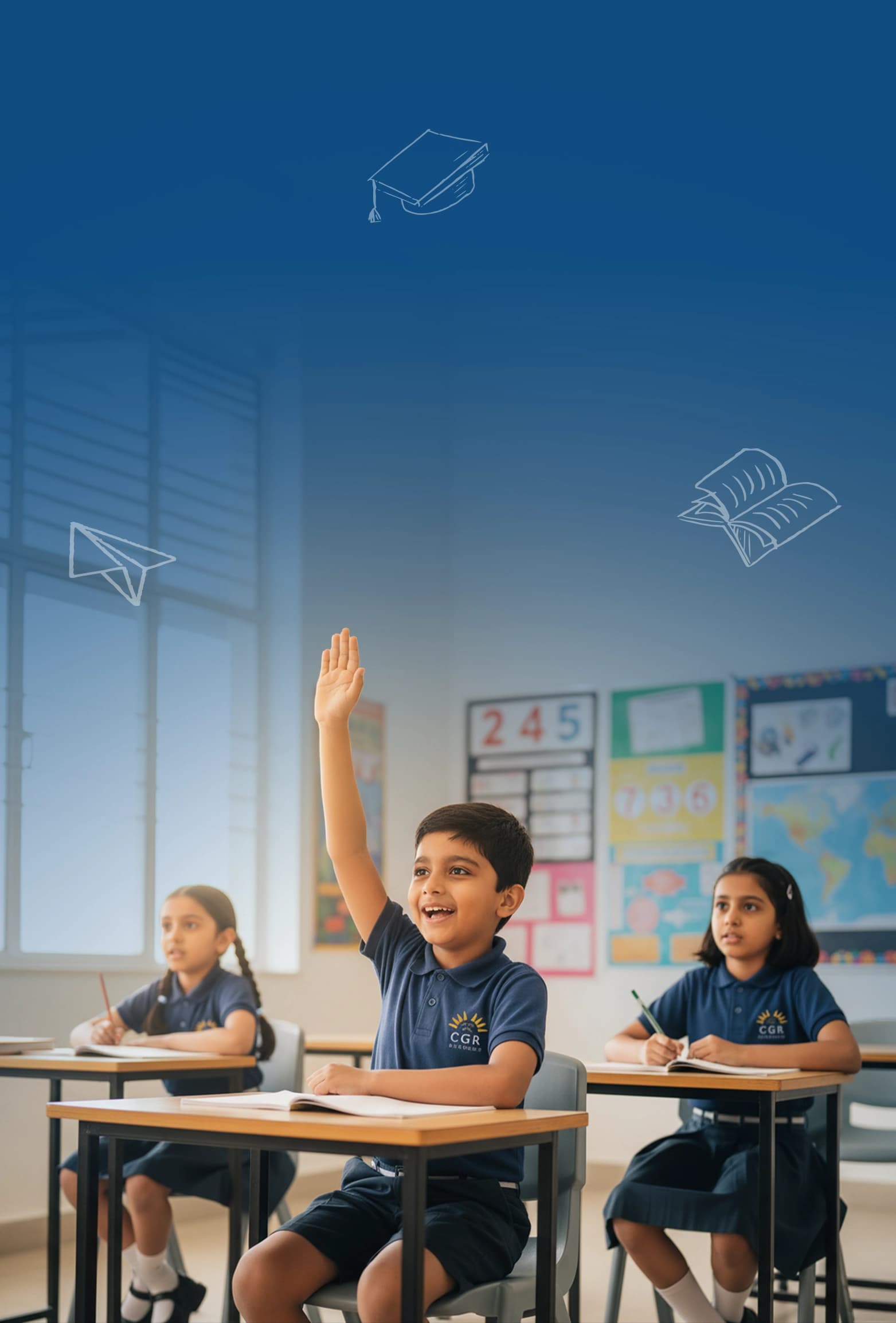 Aerial view of a modern school campus