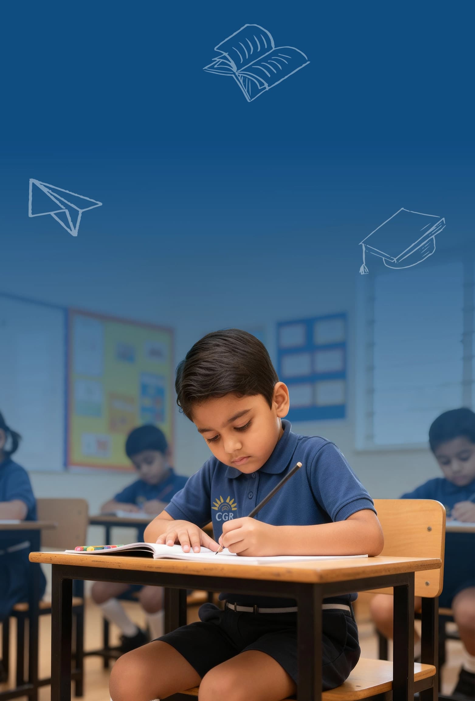 Aerial view of a modern school campus