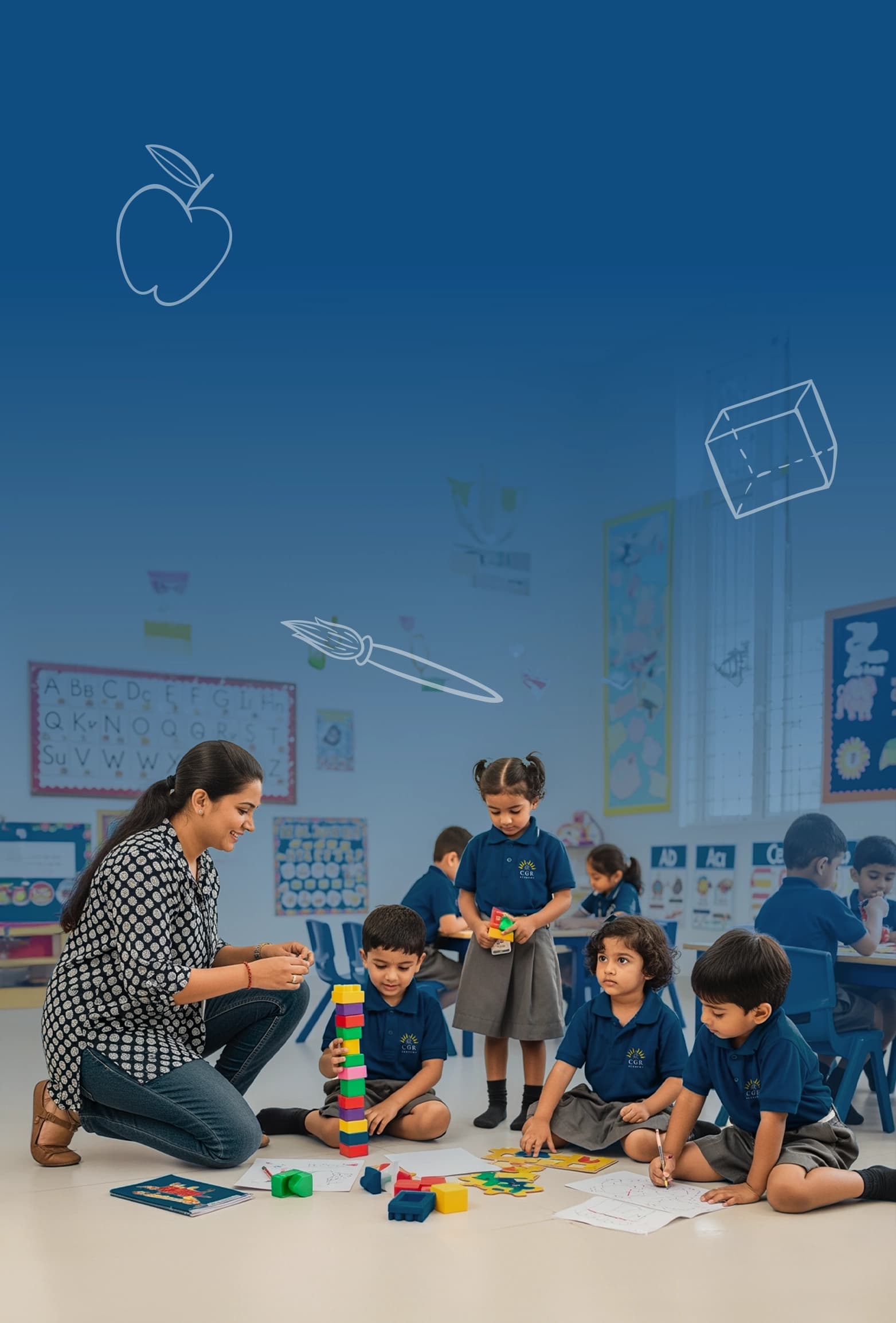 Aerial view of a modern school campus