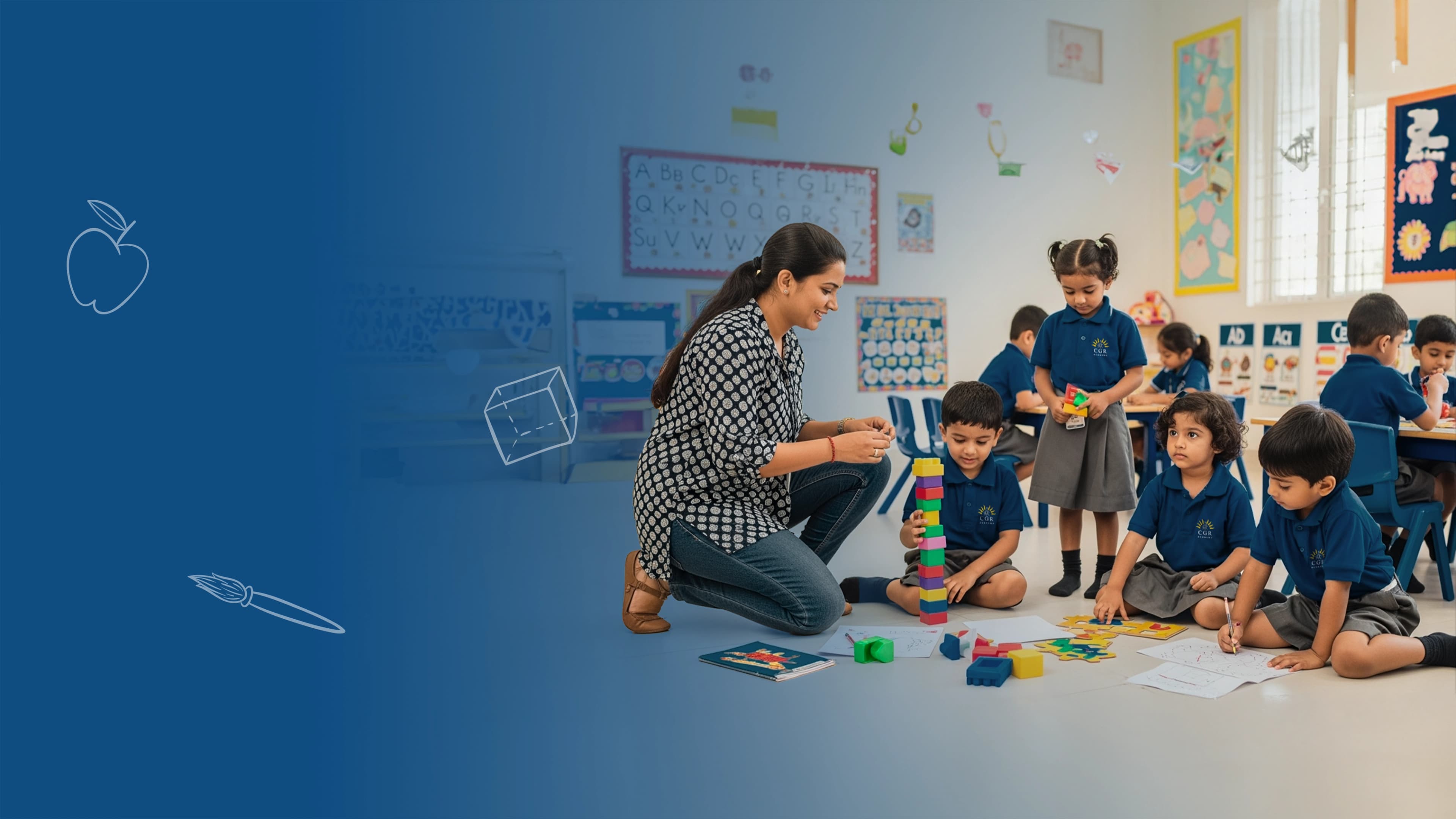 Aerial view of a modern school campus